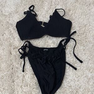 Black Bikini Set with Tie Details